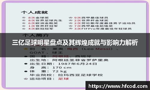 三亿足球明星盘点及其辉煌成就与影响力解析